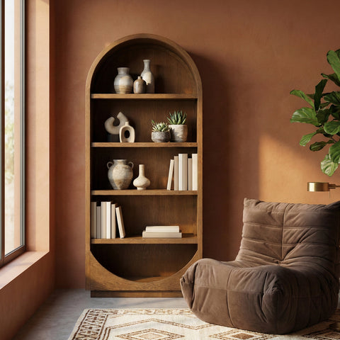 Reese Brown Solid Wood Bookcase, 1 Piece
