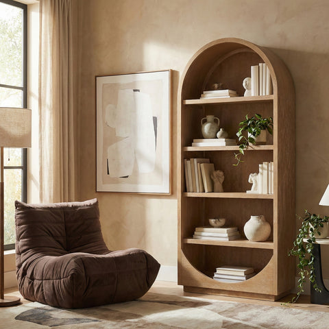 Reese Natural Solid Wood Bookcase, 1 Piece