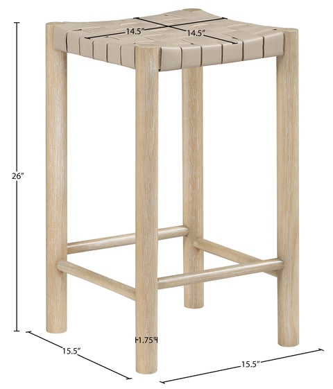 Jolie Beige Vegan Leather Upholstered Counter Stool, 1 Piece