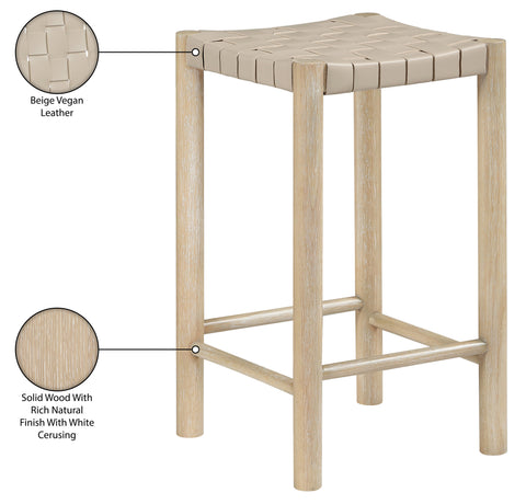 Jolie Beige Vegan Leather Upholstered Counter Stool, 1 Piece
