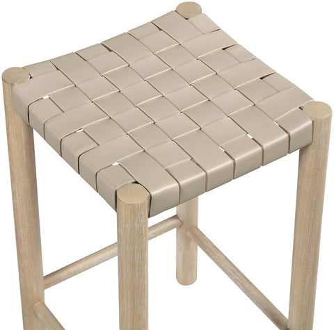 Jolie Beige Vegan Leather Upholstered Counter Stool, 1 Piece
