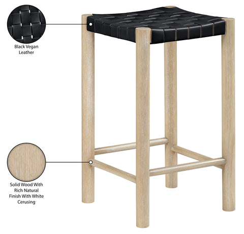 Jolie Black Vegan Leather Upholstered Counter Stool, 1 Piece