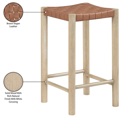 Jolie Brown Vegan Leather Upholstered Counter Stool, 1 Piece