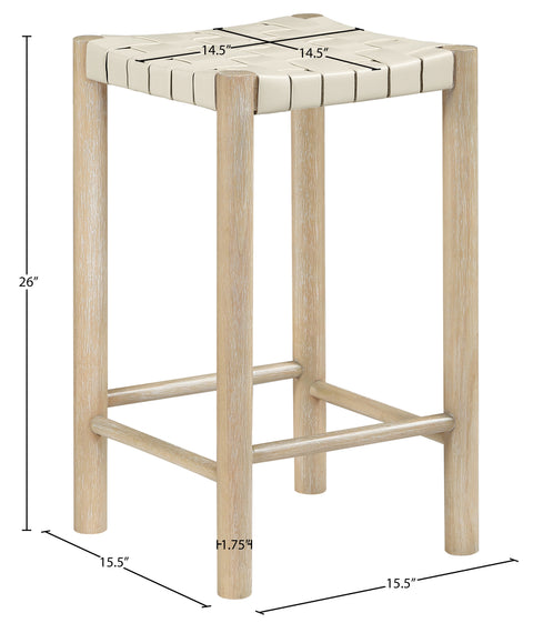 Jolie Cream Vegan Leather Upholstered Counter Stool, 1 Piece
