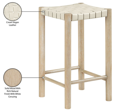 Jolie Cream Vegan Leather Upholstered Counter Stool, 1 Piece