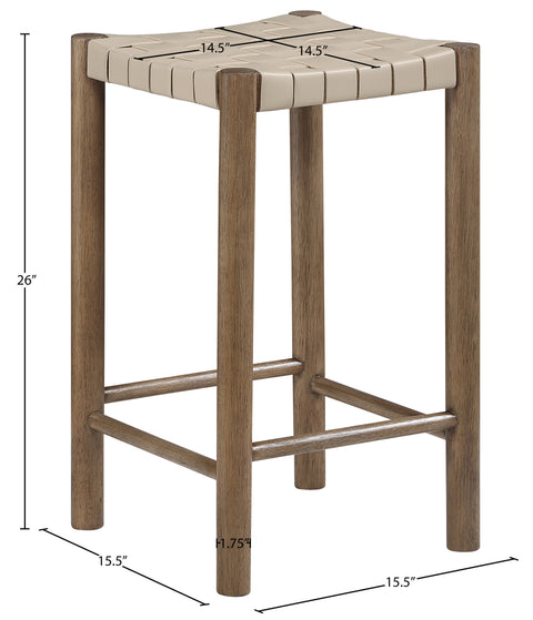 Jolie Beige Vegan Leather Upholstered Counter Stool, 1 Piece (Style 2)