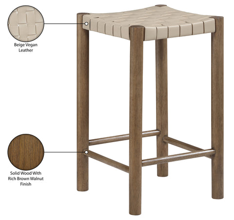 Jolie Beige Vegan Leather Upholstered Counter Stool, 1 Piece (Style 2)