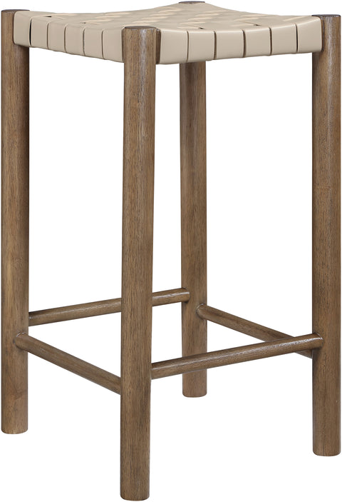 Jolie Beige Vegan Leather Upholstered Counter Stool, 1 Piece (Style 2)