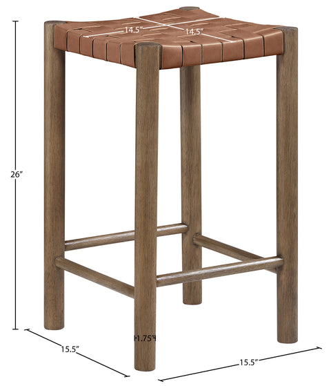 Jolie Brown Vegan Leather Upholstered Counter Stool, 1 Piece (Style 2)