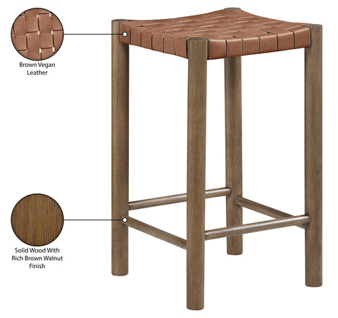 Jolie Brown Vegan Leather Upholstered Counter Stool, 1 Piece (Style 2)