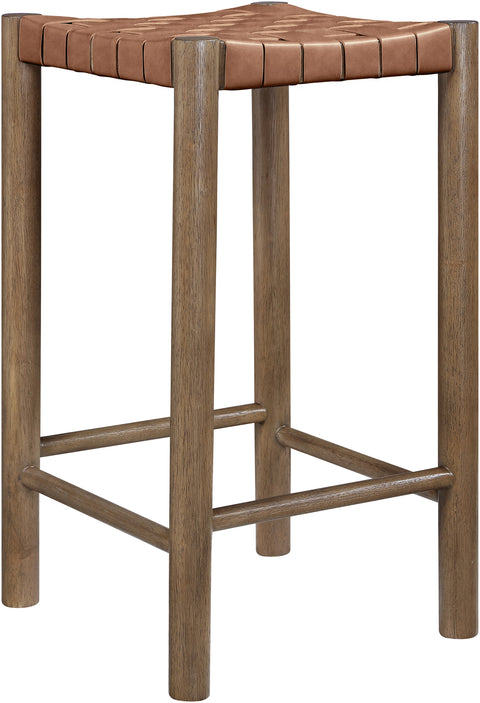 Jolie Brown Vegan Leather Upholstered Counter Stool, 1 Piece (Style 2)