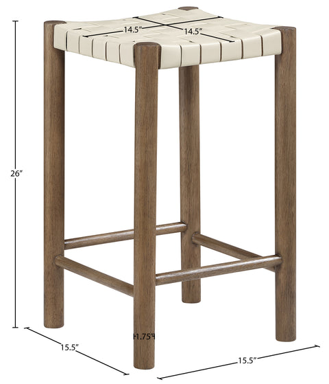 Jolie Cream Vegan Leather Upholstered Counter Stool, 1 Piece (Style 2)