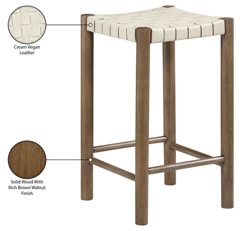 Jolie Cream Vegan Leather Upholstered Counter Stool, 1 Piece (Style 2)