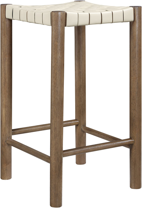 Jolie Cream Vegan Leather Upholstered Counter Stool, 1 Piece (Style 2)