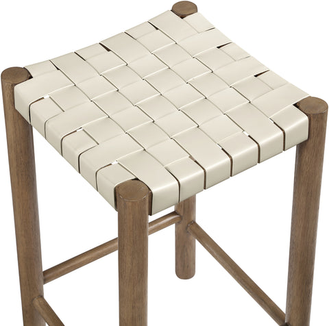 Jolie Cream Vegan Leather Upholstered Counter Stool, 1 Piece (Style 2)