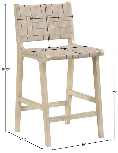 Jolie Beige Vegan Leather Upholstered Counter Stool, 1 Piece (Style 3)