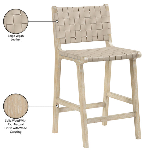 Jolie Beige Vegan Leather Upholstered Counter Stool, 1 Piece (Style 3)