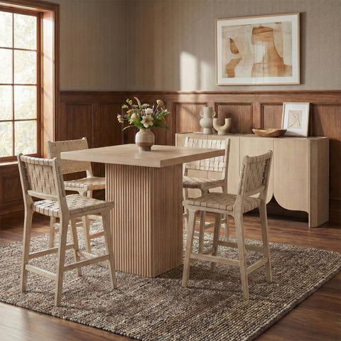 Jolie Beige Vegan Leather Upholstered Counter Stool, 1 Piece (Style 3)