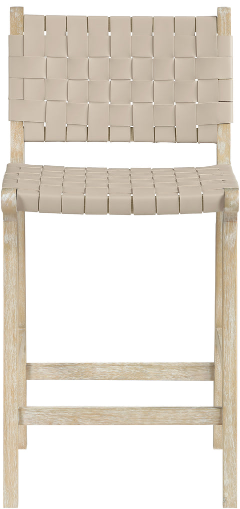 Jolie Beige Vegan Leather Upholstered Counter Stool, 1 Piece (Style 3)