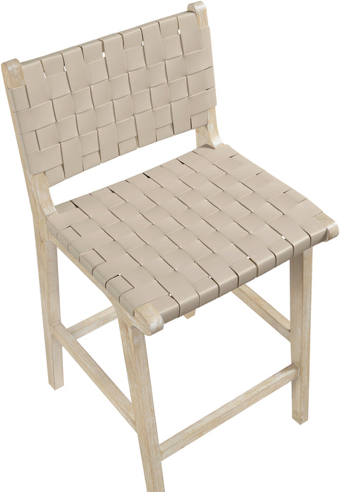 Jolie Beige Vegan Leather Upholstered Counter Stool, 1 Piece (Style 3)