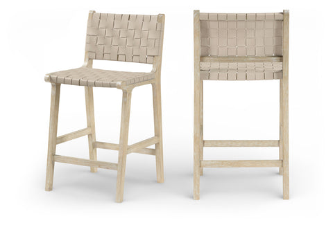 Jolie Beige Vegan Leather Upholstered Counter Stool, 1 Piece (Style 3)
