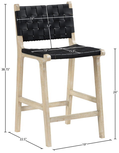Jolie Black Vegan Leather Upholstered Counter Stool, 1 Piece (Style 2)
