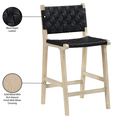 Jolie Black Vegan Leather Upholstered Counter Stool, 1 Piece (Style 2)