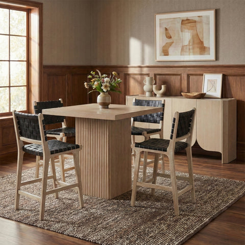 Jolie Black Vegan Leather Upholstered Counter Stool, 1 Piece (Style 2)