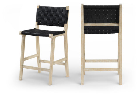Jolie Black Vegan Leather Upholstered Counter Stool, 1 Piece (Style 2)