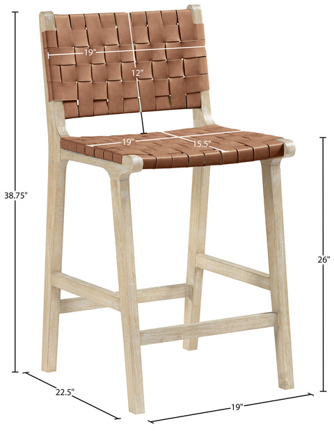 Jolie Brown Vegan Leather Upholstered Counter Stool, 1 Piece (Style 3)