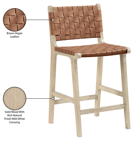 Jolie Brown Vegan Leather Upholstered Counter Stool, 1 Piece (Style 3)