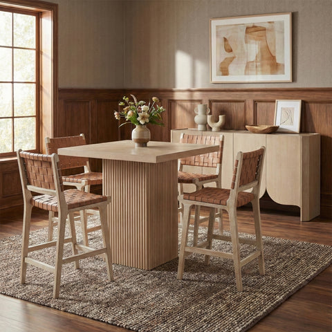 Jolie Brown Vegan Leather Upholstered Counter Stool, 1 Piece (Style 3)