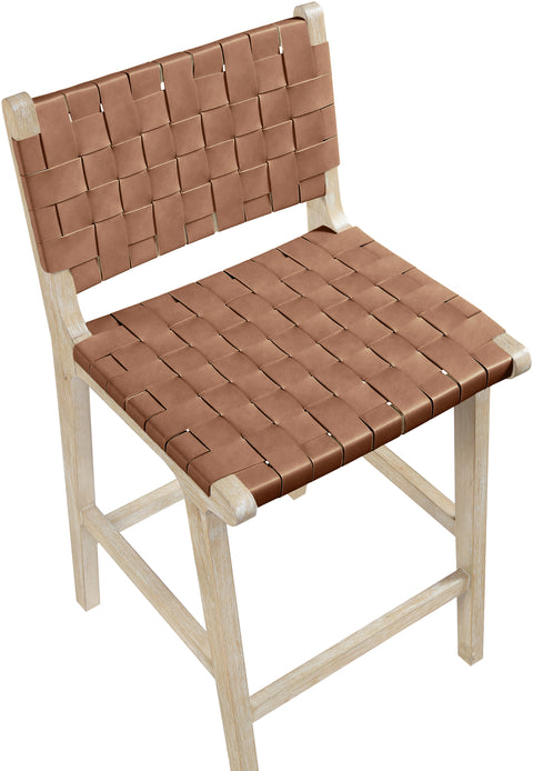 Jolie Brown Vegan Leather Upholstered Counter Stool, 1 Piece (Style 3)