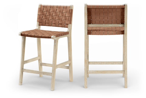 Jolie Brown Vegan Leather Upholstered Counter Stool, 1 Piece (Style 3)