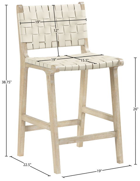 Jolie Cream Vegan Leather Upholstered Counter Stool, 1 Piece (Style 3)