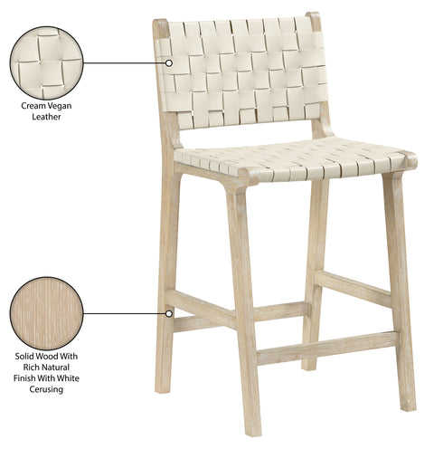 Jolie Cream Vegan Leather Upholstered Counter Stool, 1 Piece (Style 3)