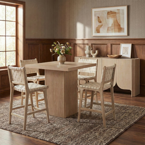 Jolie Cream Vegan Leather Upholstered Counter Stool, 1 Piece (Style 3)