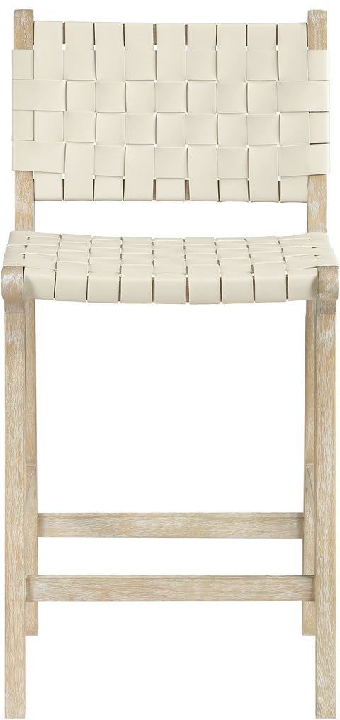 Jolie Cream Vegan Leather Upholstered Counter Stool, 1 Piece (Style 3)