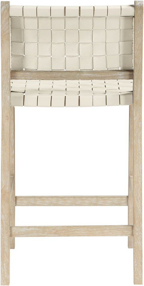 Jolie Cream Vegan Leather Upholstered Counter Stool, 1 Piece (Style 3)