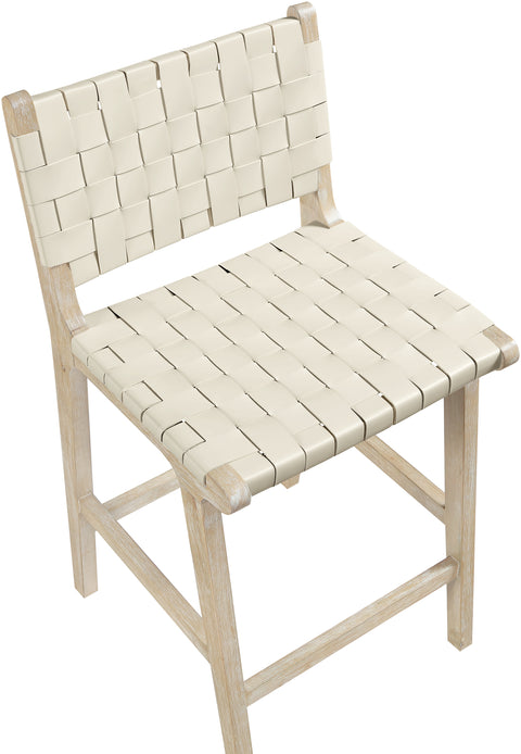 Jolie Cream Vegan Leather Upholstered Counter Stool, 1 Piece (Style 3)