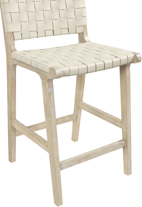 Jolie Cream Vegan Leather Upholstered Counter Stool, 1 Piece (Style 3)