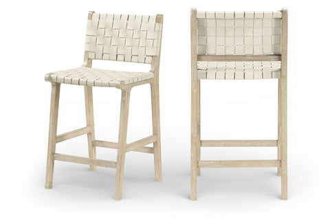 Jolie Cream Vegan Leather Upholstered Counter Stool, 1 Piece (Style 3)