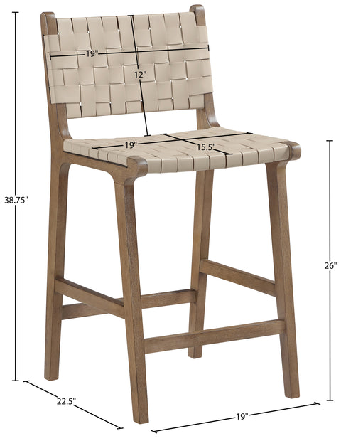 Jolie Beige Vegan Leather Upholstered Counter Stool, 1 Piece (Style 4)
