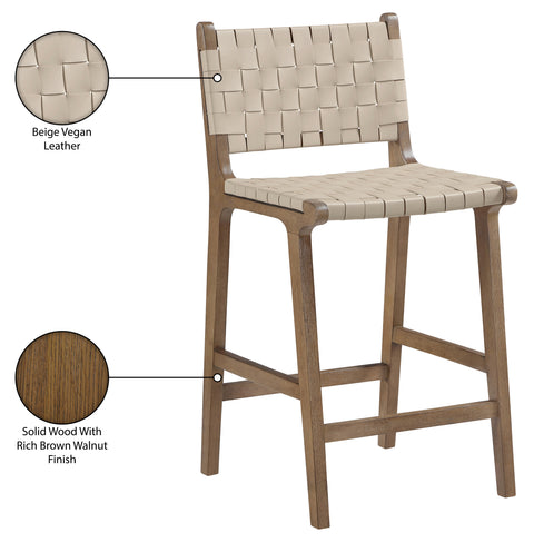 Jolie Beige Vegan Leather Upholstered Counter Stool, 1 Piece (Style 4)