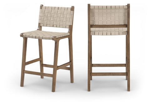 Jolie Beige Vegan Leather Upholstered Counter Stool, 1 Piece (Style 4)