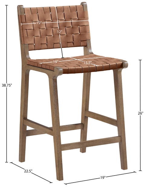 Jolie Brown Vegan Leather Upholstered Counter Stool, 1 Piece (Style 4)
