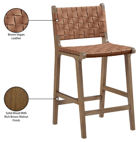 Jolie Brown Vegan Leather Upholstered Counter Stool, 1 Piece (Style 4)
