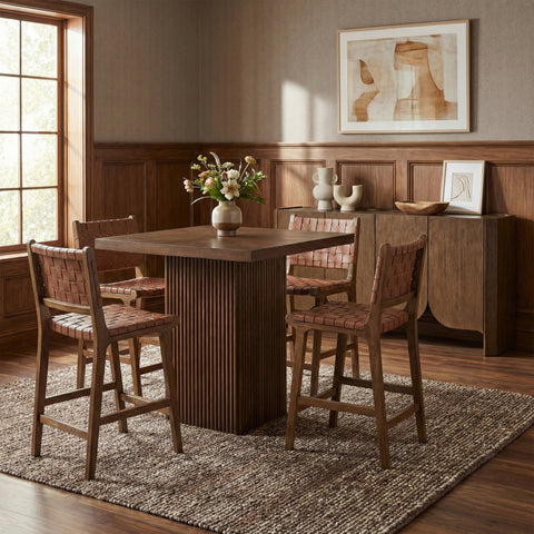Jolie Brown Vegan Leather Upholstered Counter Stool, 1 Piece (Style 4)