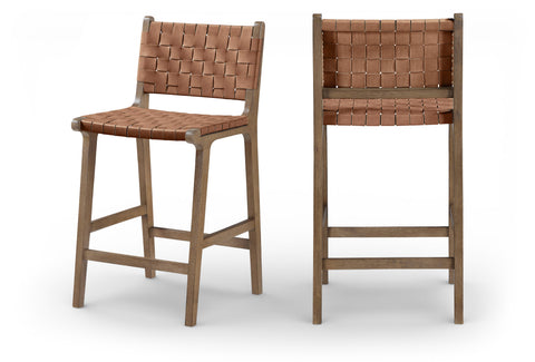 Jolie Brown Vegan Leather Upholstered Counter Stool, 1 Piece (Style 4)