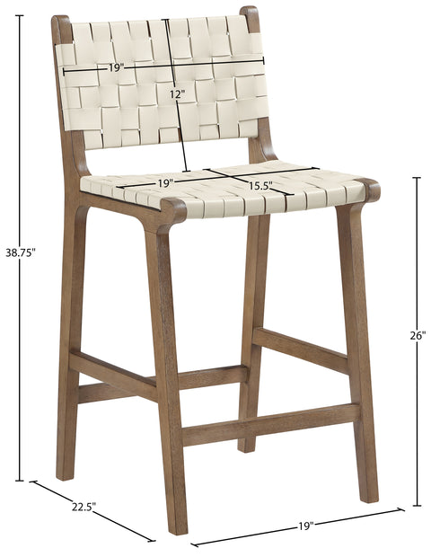 Jolie Cream Vegan Leather Upholstered Counter Stool, 1 Piece (Style 4)